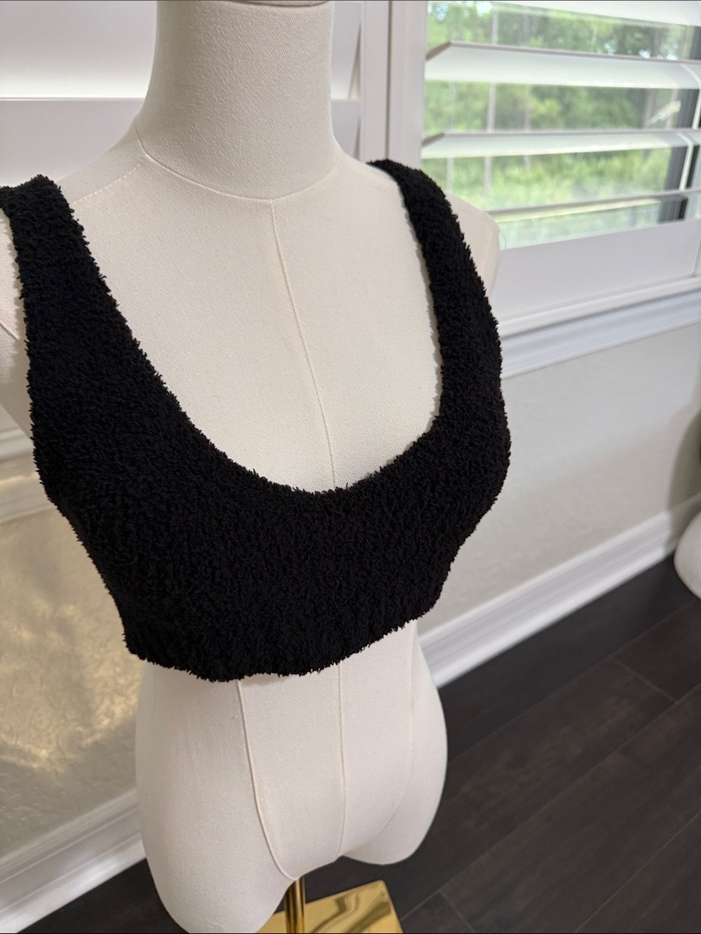 Fashion Nova Black Textured Scoop Crop Top